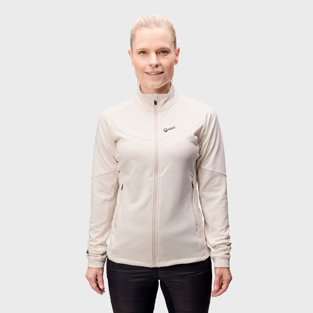 Halti HeatGrid women's technical midlayer jacket beige / Halti HeatGrid technische Midlayer-Jacke für Damen beige / Halti HeatGrid teknisk mellanlagersjacka för damer beige / Halti HeatGrid naisten tekninen välikerrostakki beige