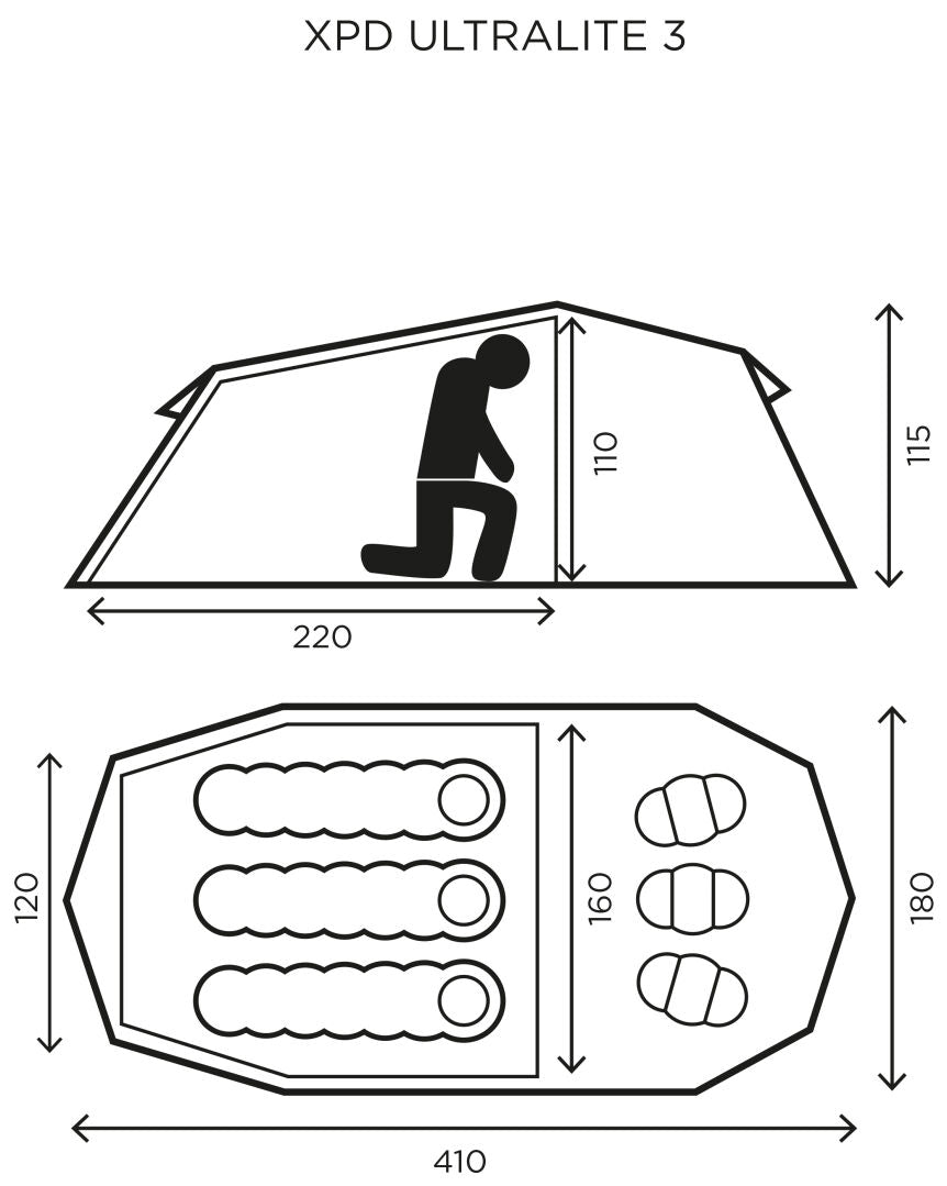 XPD Ultralite 3 hengen Teltta