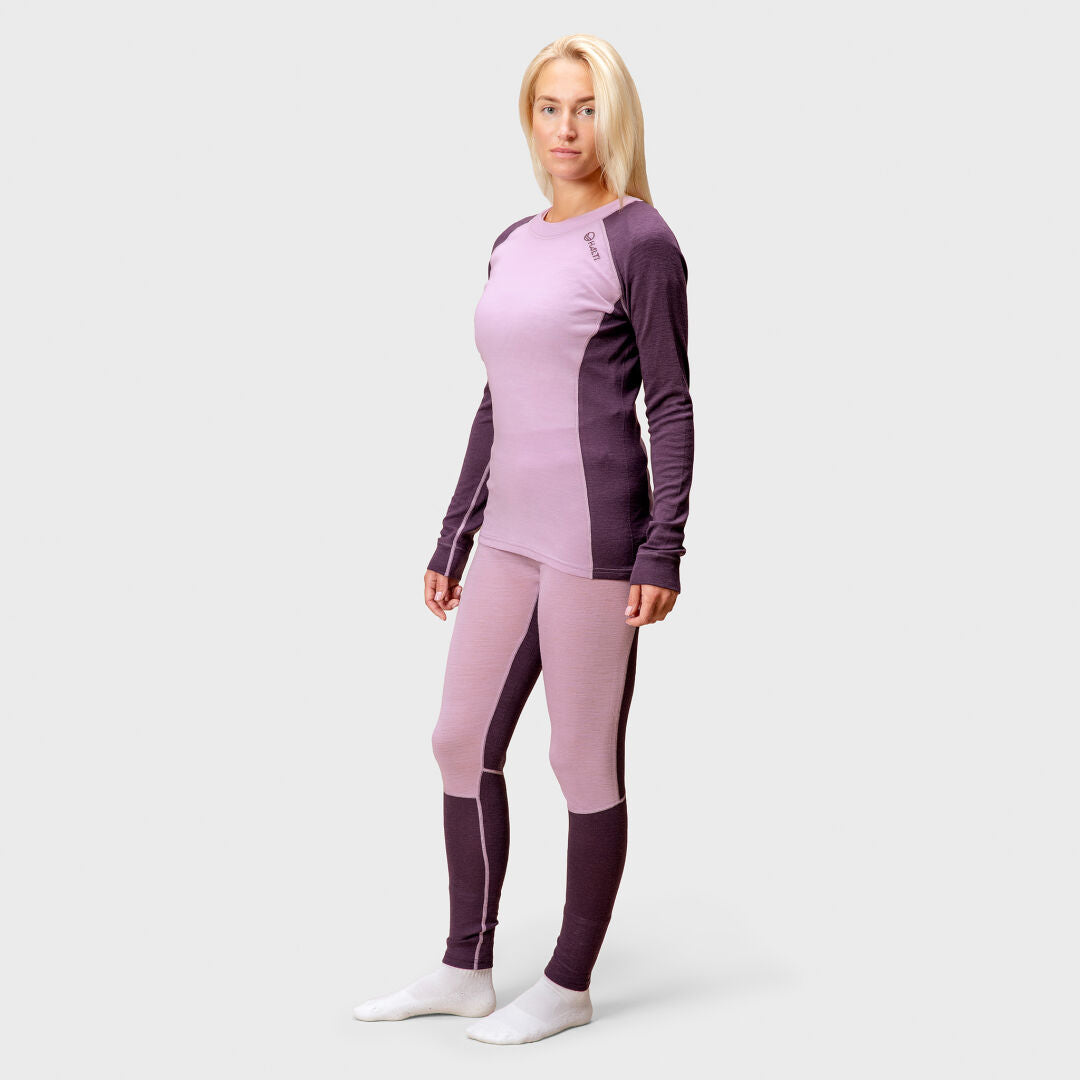 Halti Hossa women's merino wool base layer set in purple / Halti Hossa naisten merinovilla aluskerrasto violetti